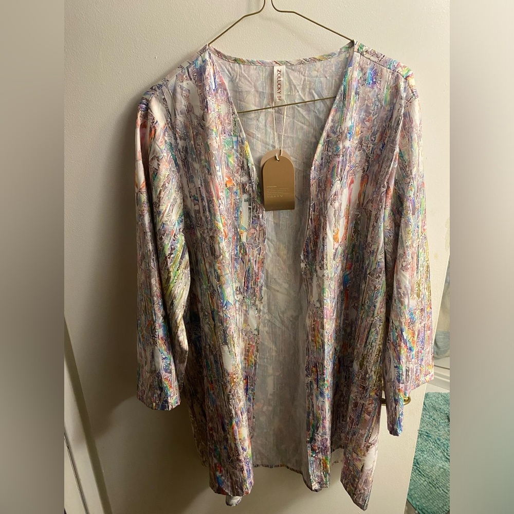 Multicolor Abstract Blouse/cardigan